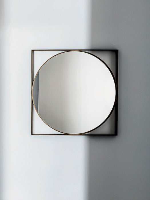 Round Square Decorative Mirror in Gold