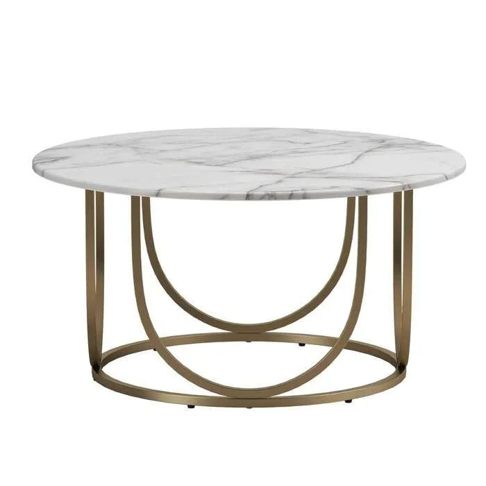 Unique Design White Marble Golden Metal Center Table - All India Decor