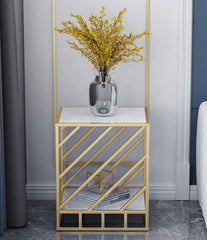 White Round End Table With Marble Top - All India Decor