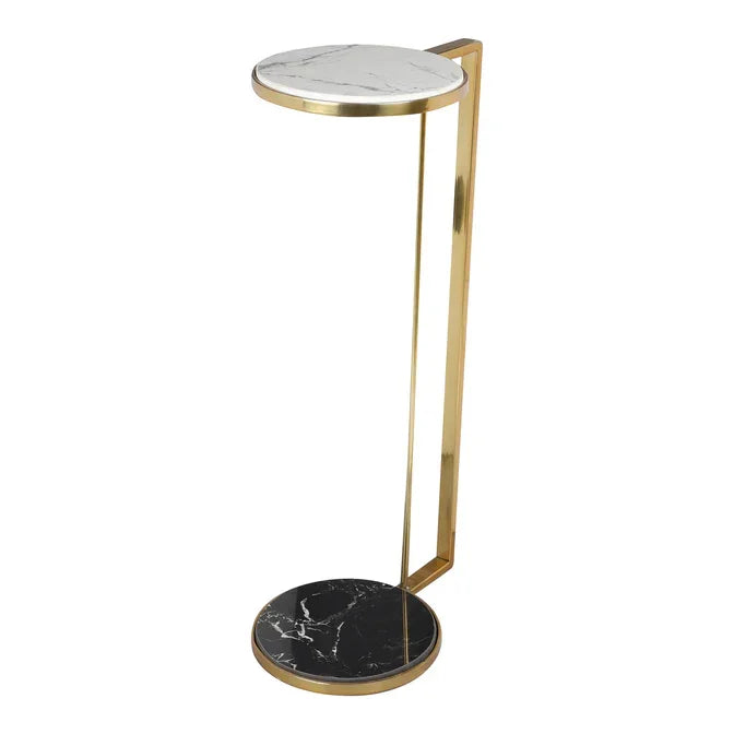 Black & White Marble Drink Table - All India Decor