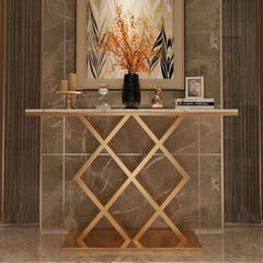 Geometric Criss Cross Pattern Contemporary Console Table - All India Decor