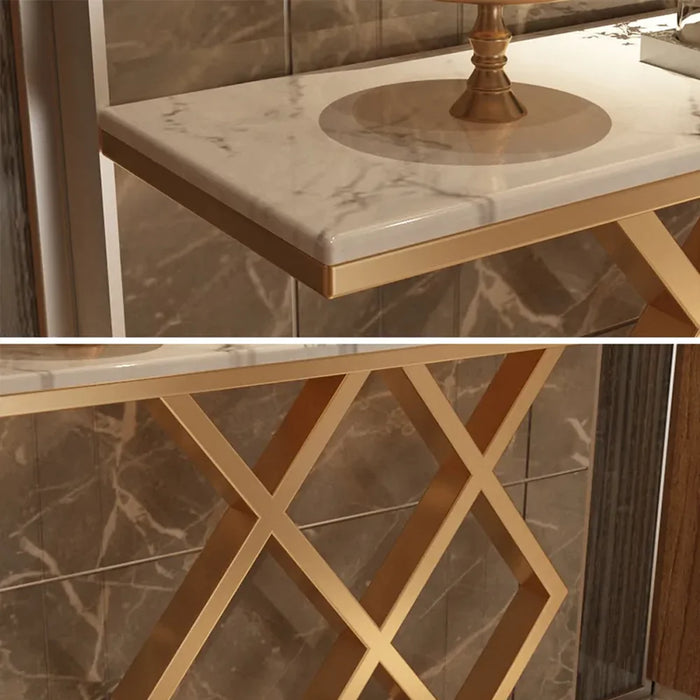 Geometric Criss Cross Pattern Contemporary Console Table