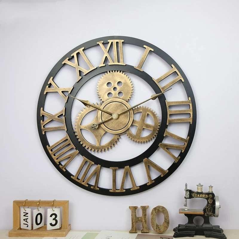 Gear Style and Roman Number Wall Clock - All India Decor
