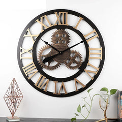 Gear Style and Roman Number Wall Clock - All India Decor