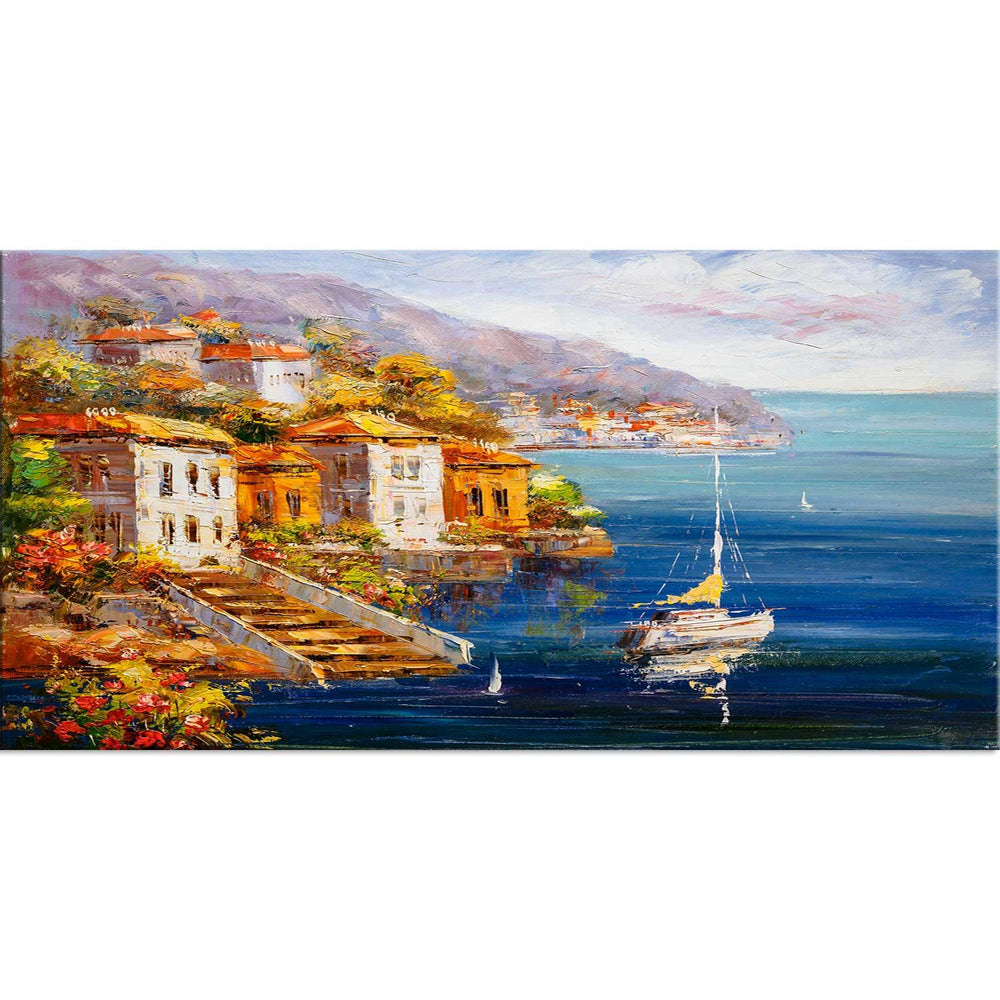 Italian Seascape Varenna River Wall Painting - All India Decor