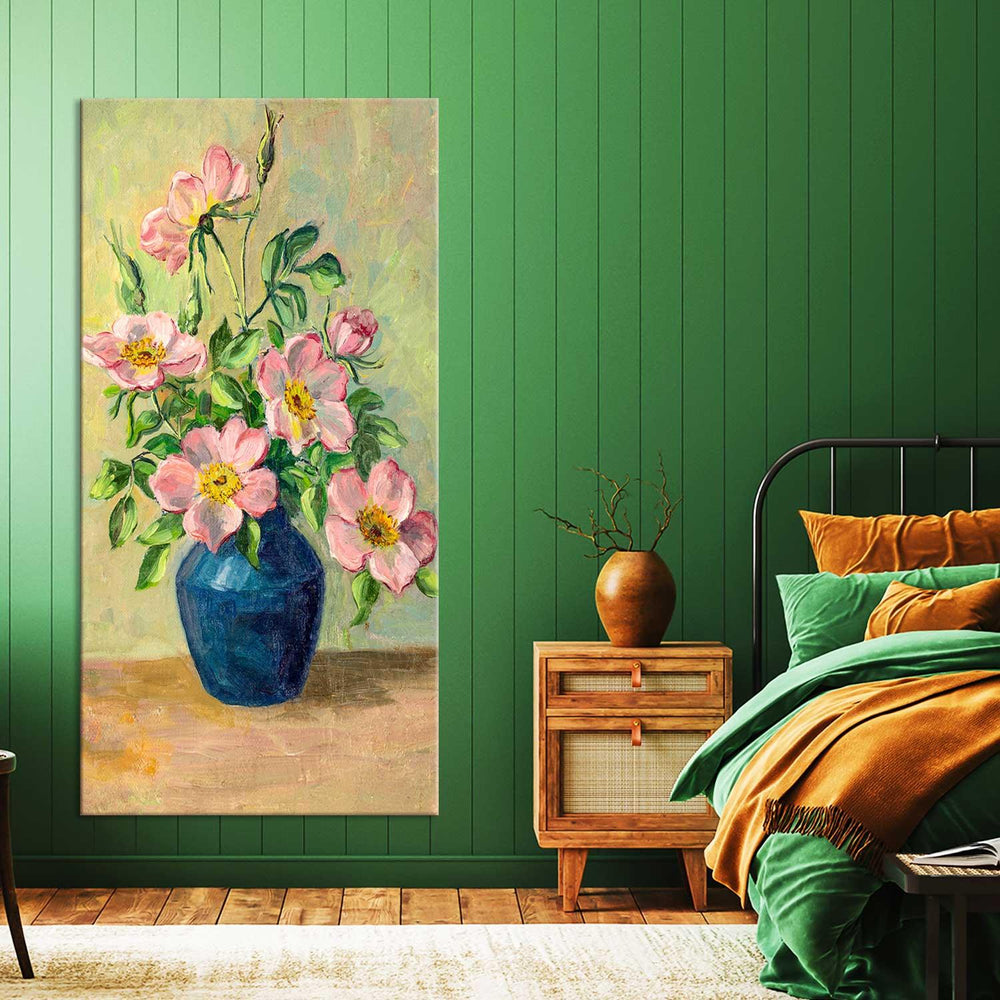 Flowers in a Vase Vintage landscape canvas painting - All India Decor