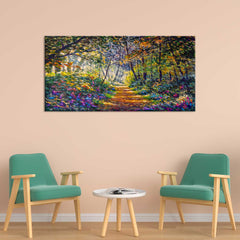 Footpath road in sunlight park alley jungle rural landscape wall painting