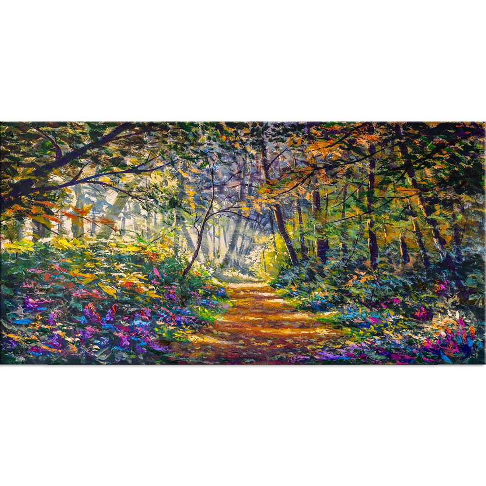 Footpath road in sunlight park alley jungle rural landscape wall painting - All India Decor