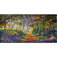 Footpath road in sunlight park alley jungle rural landscape wall painting