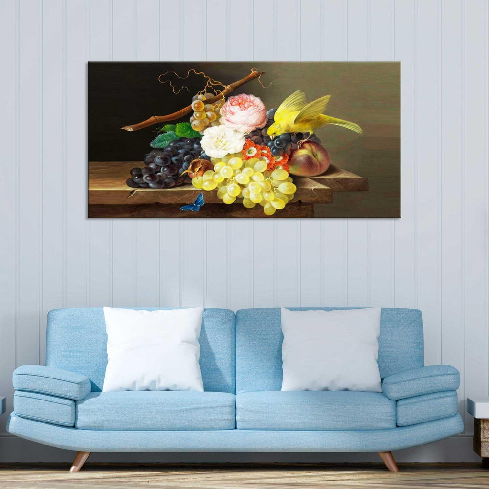 Grapes and antique vase kitchen wall painting - All India Decor