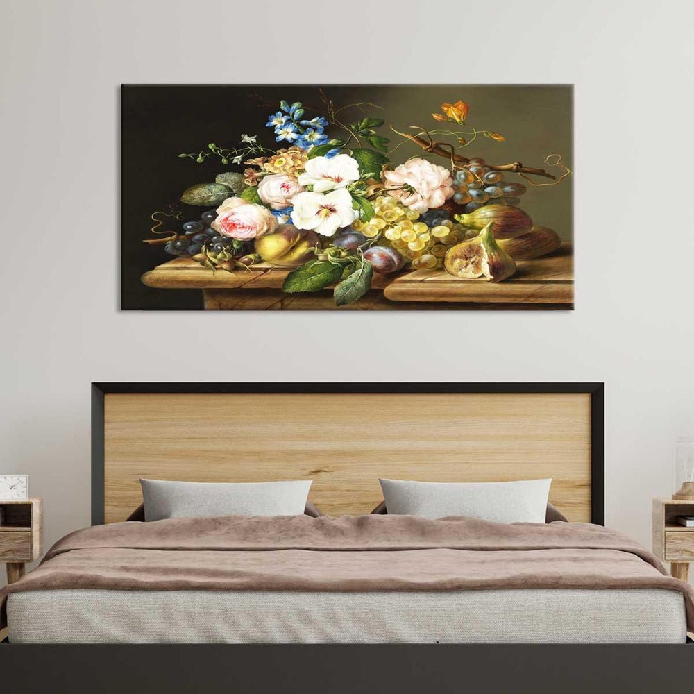 Grapes and antique vase kitchen wall painting - All India Decor