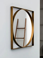 Round Square Decorative Mirror in Gold - All India Decor