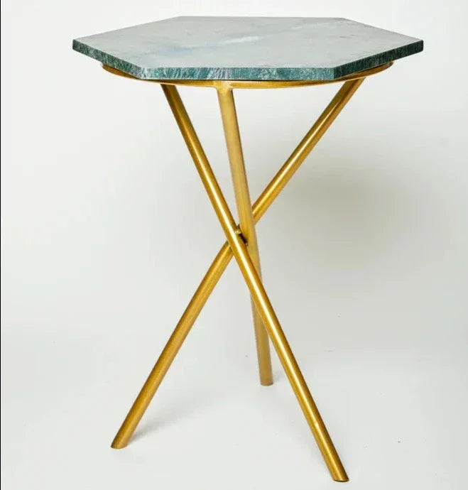 Gold & Green Tripod Table - All India Decor