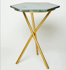 Gold & Green Tripod Table - All India Decor
