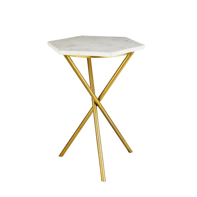 Gold & White Tripod Table