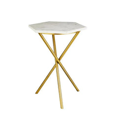 Gold & White Tripod Table - All India Decor