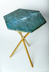 Gold & Green Tripod Table - All India Decor