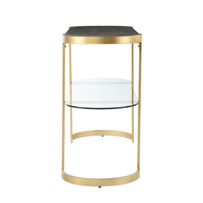 Golden Console Table With Glass Shelf