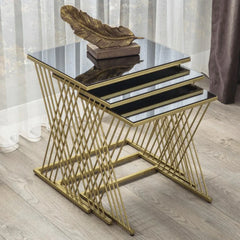 Gold Wire Nesting Tables (Set of 3) - All India Decor