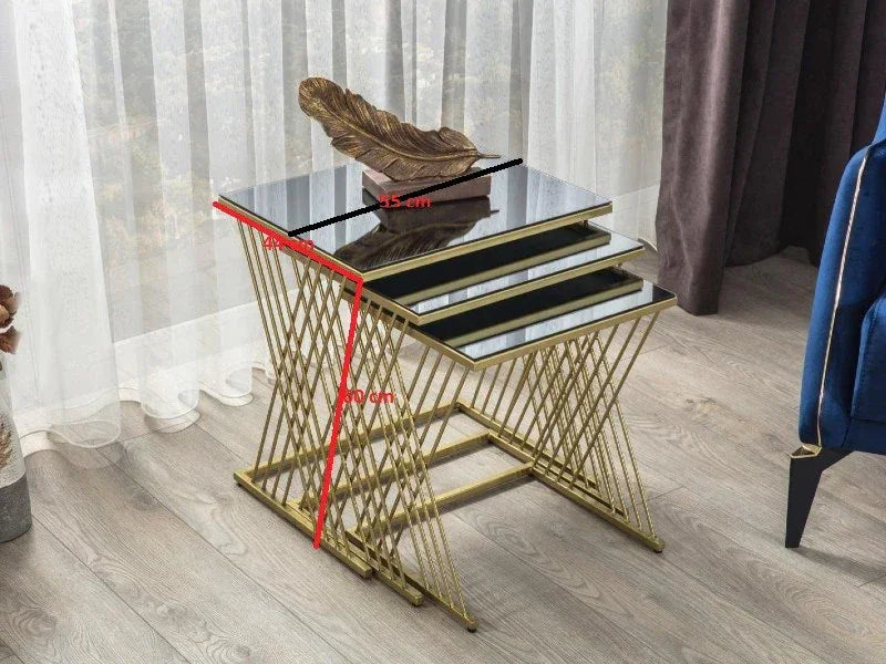 Gold Wire Nesting Tables (Set of 3) - All India Decor