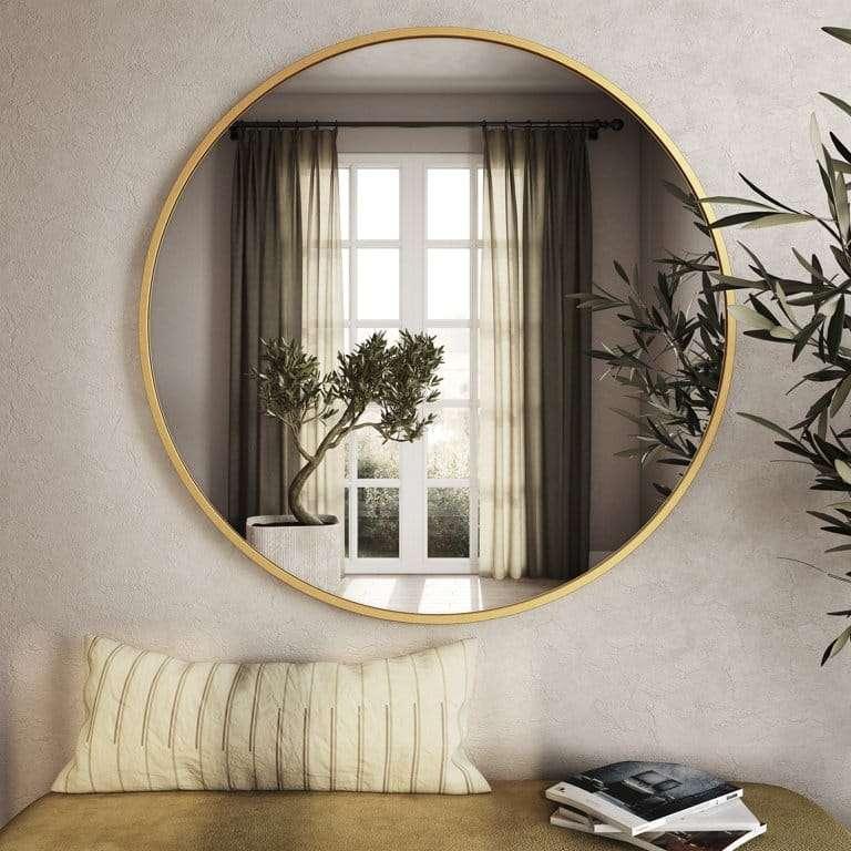 33 Inches Gold Round Mirror - All India Decor