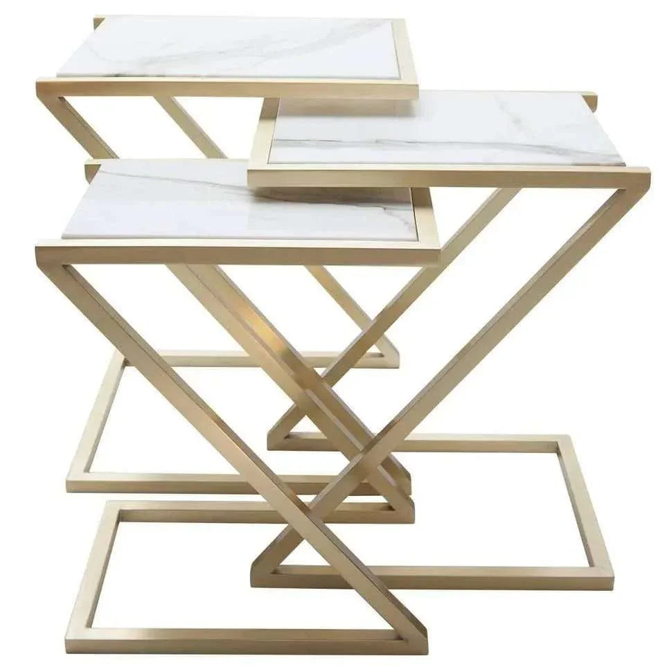 Z Shape Nesting Tables Set of 3 - All India Decor