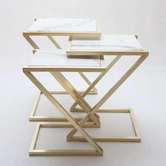 Z Shape Nesting Tables Set of 3 - All India Decor