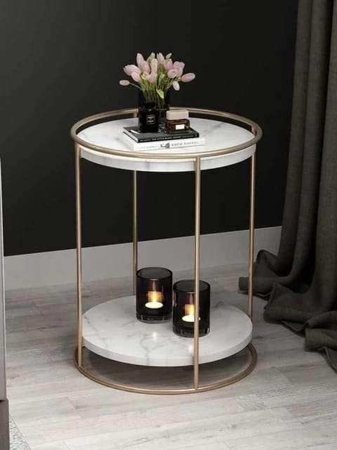 Two Layers Marble Side Table (Gold) - All India Decor