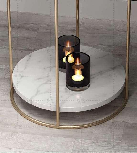 Two Layers Marble Side Table (Gold) - All India Decor