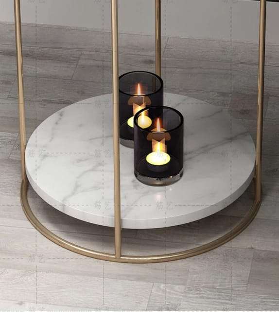 Two Layers Marble Side Table (Gold)