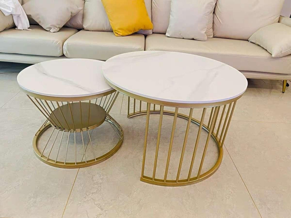 Classic Style Complementing Golden Coffee Table Set of 2 - All India Decor