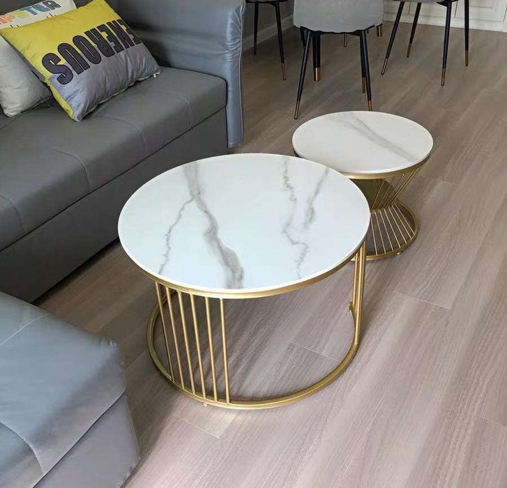 Classic Style Complementing Golden Coffee Table Set of 2