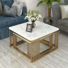 Square Tethered Metallic Table Set of 2 - All India Decor
