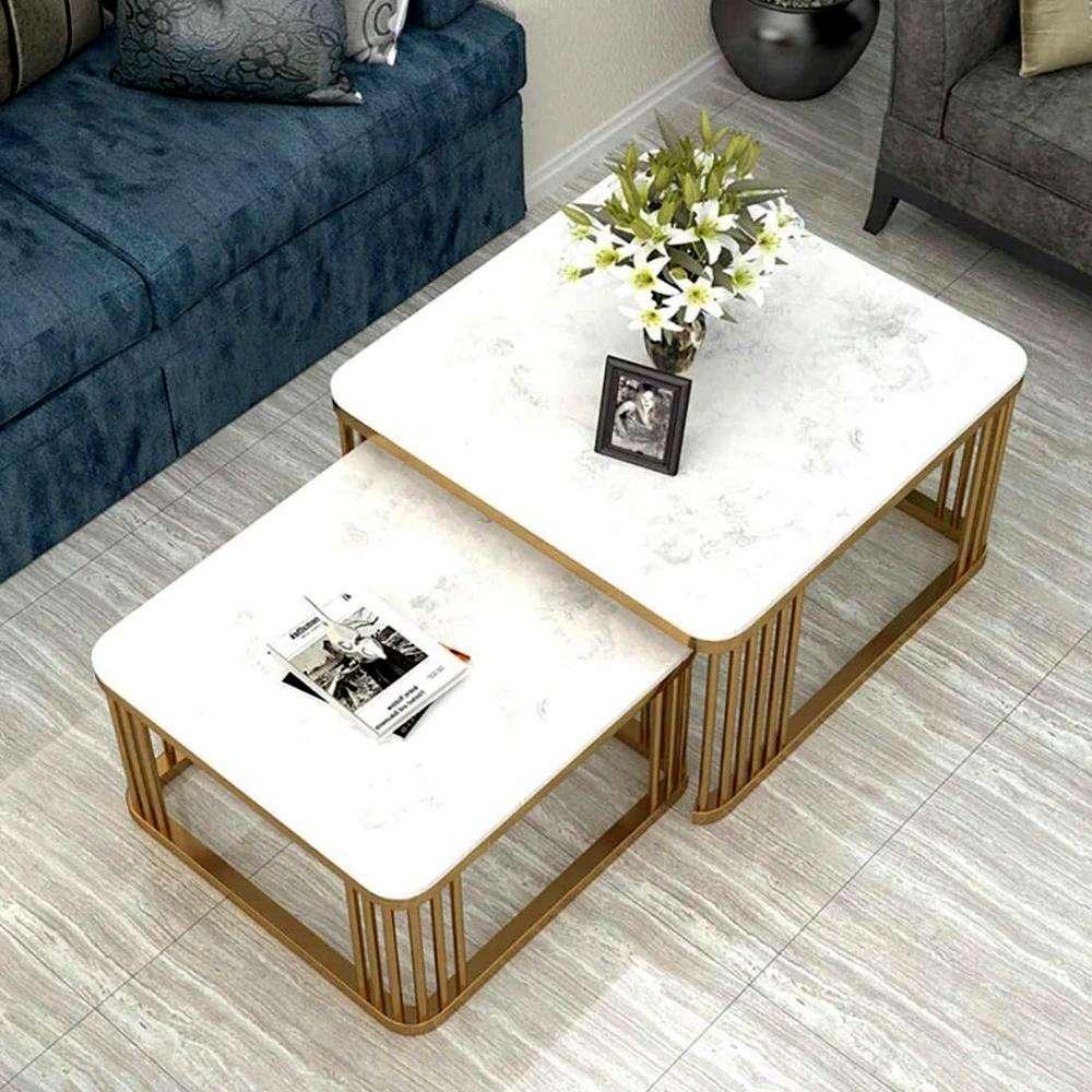 Square Tethered Metallic Table Set of 2 - All India Decor