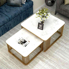 Square Tethered Metallic Table Set of 2 - All India Decor
