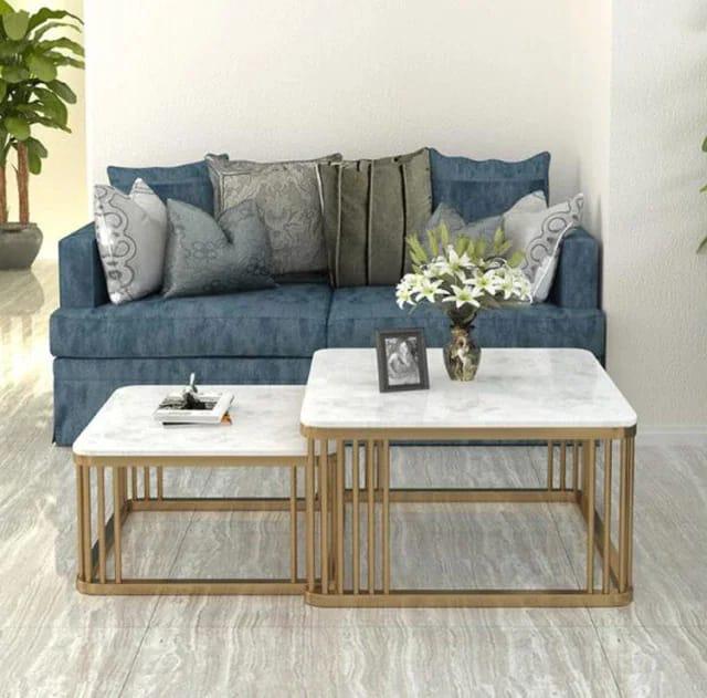 Square Tethered Metallic Table Set of 2 - All India Decor