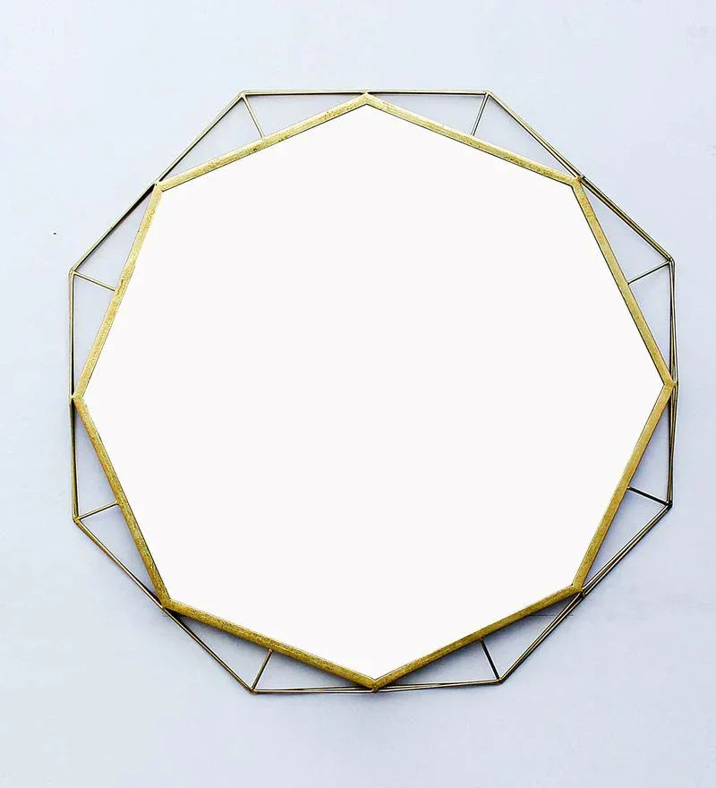 Abstract wall mirror in golden colour - All India Decor
