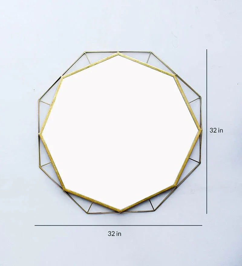 Abstract wall mirror in golden colour - All India Decor