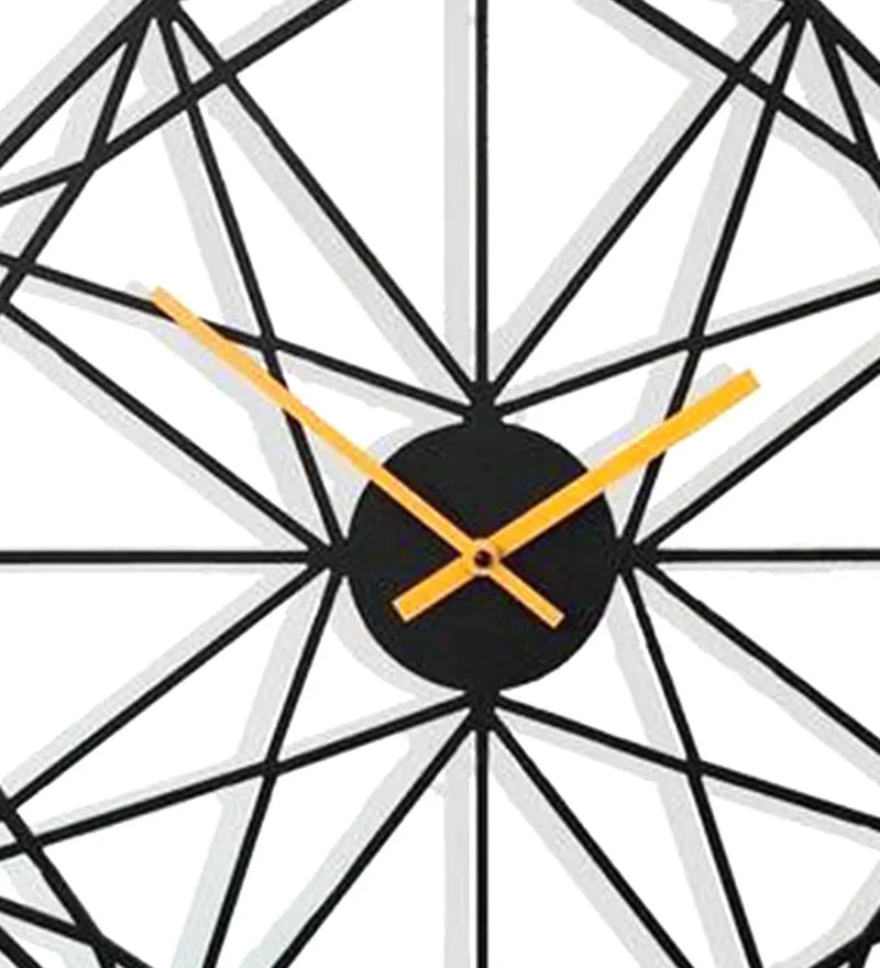 Black Metal Analog Wall Clock 24 inches - All India Decor