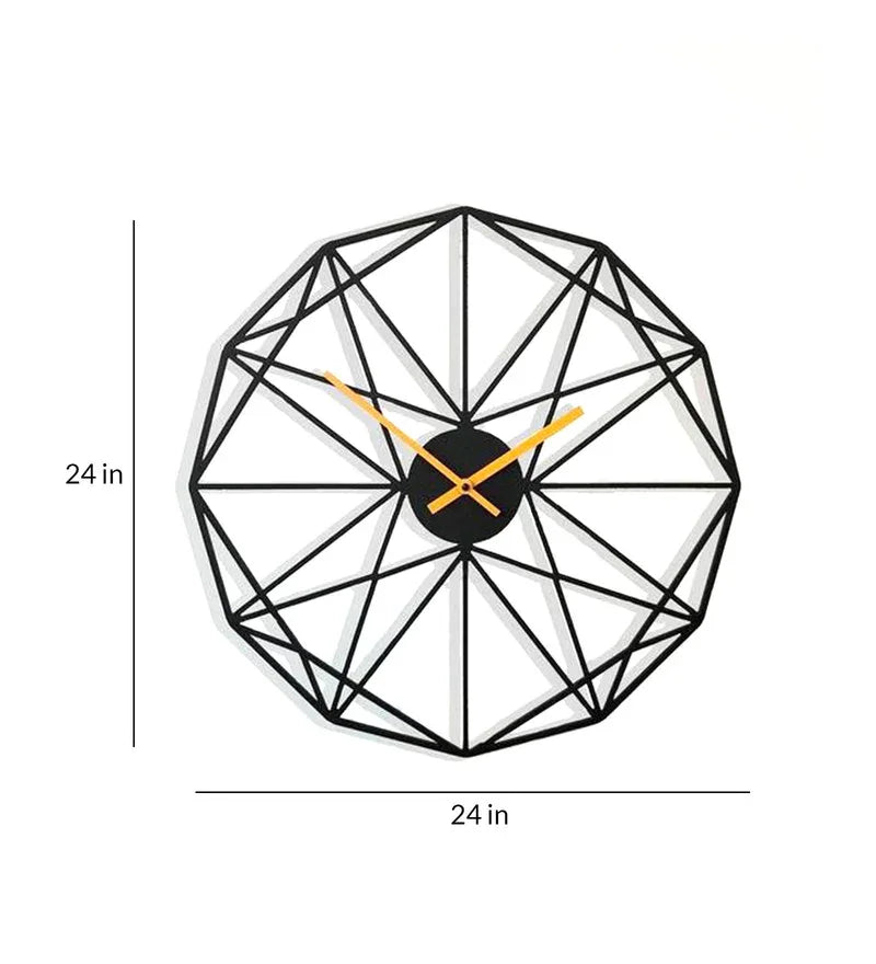 Black Metal Analog Wall Clock 24 inches - All India Decor