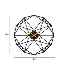 Black Metal Analog Wall Clock 24 inches - All India Decor