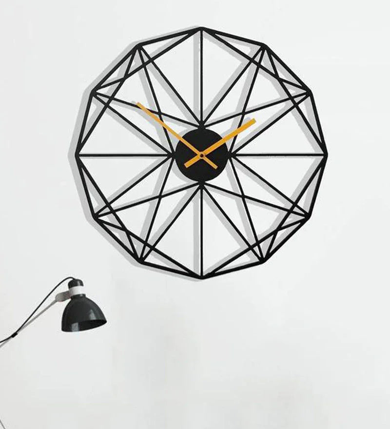 Black Metal Analog Wall Clock 24 inches - All India Decor