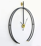 Black Metal Analog Wall Clock with Golden Centre