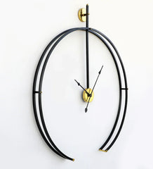 Black Metal Analog Wall Clock with Golden Centre - All India Decor