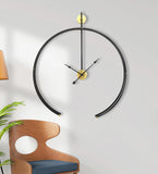 Black Metal Analog Wall Clock with Golden Centre