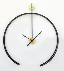 Black Metal Analog Wall Clock with Golden Centre - All India Decor