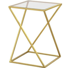 Golden Zig Zag Pattern Metal Side Table - All India Decor