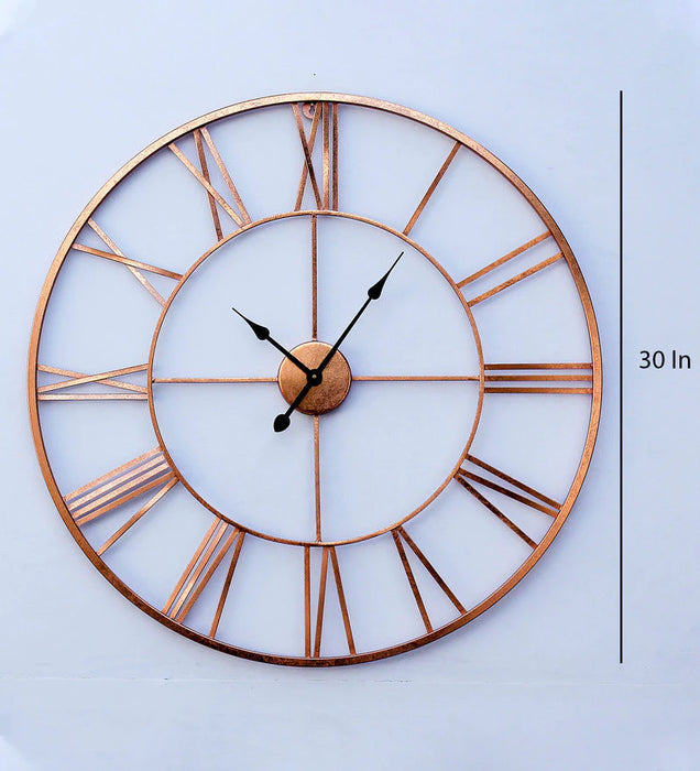 Copper Finish Metal 30 Inches Wall Clock