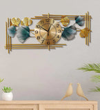 Creative Luxury Decoration Multicolor Leaf Design Metal Wall Clock