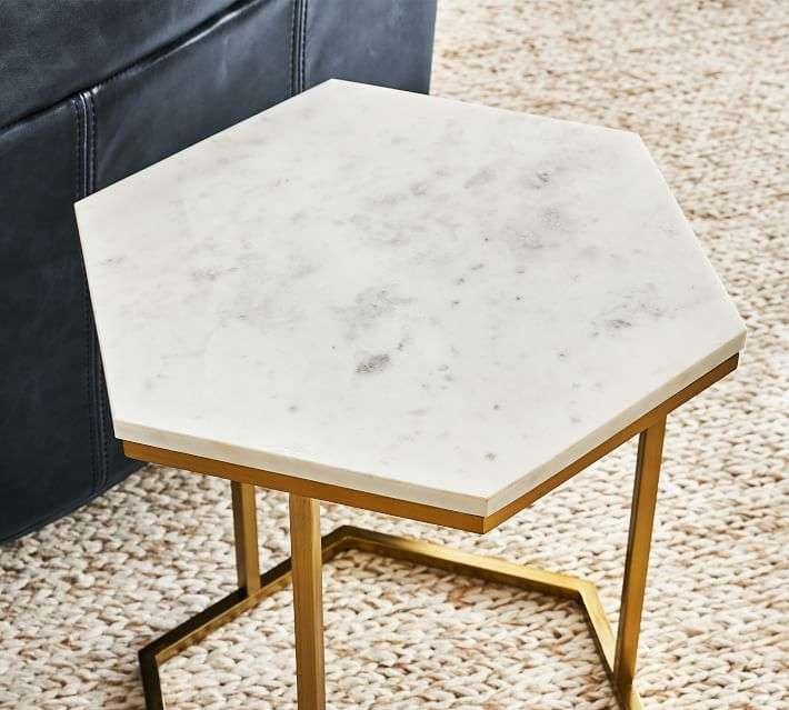 Hexagon Marble Accent Table - All India Decor